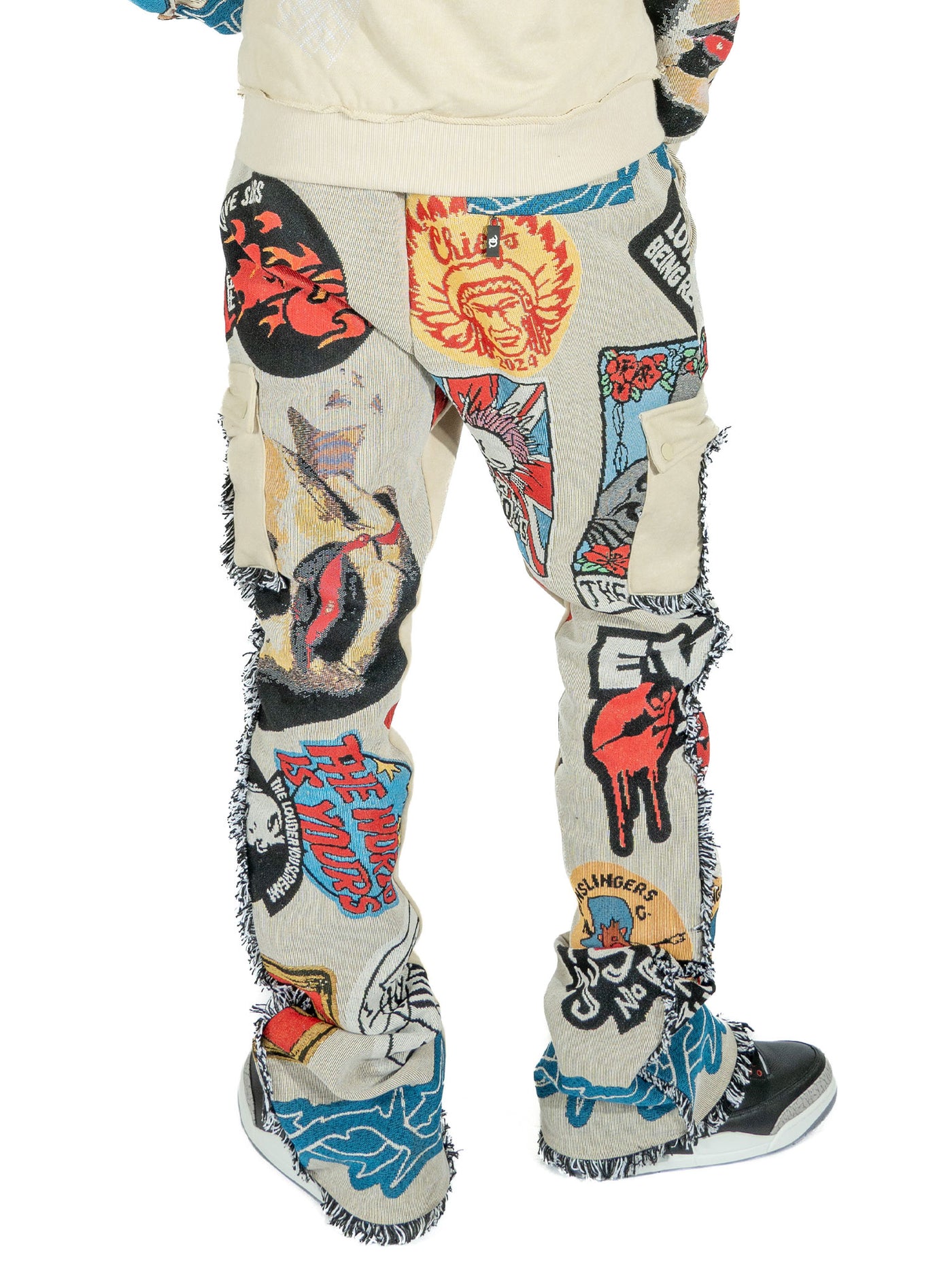 F1755 Brave Heart Tapestry Stacked Pants - Oat