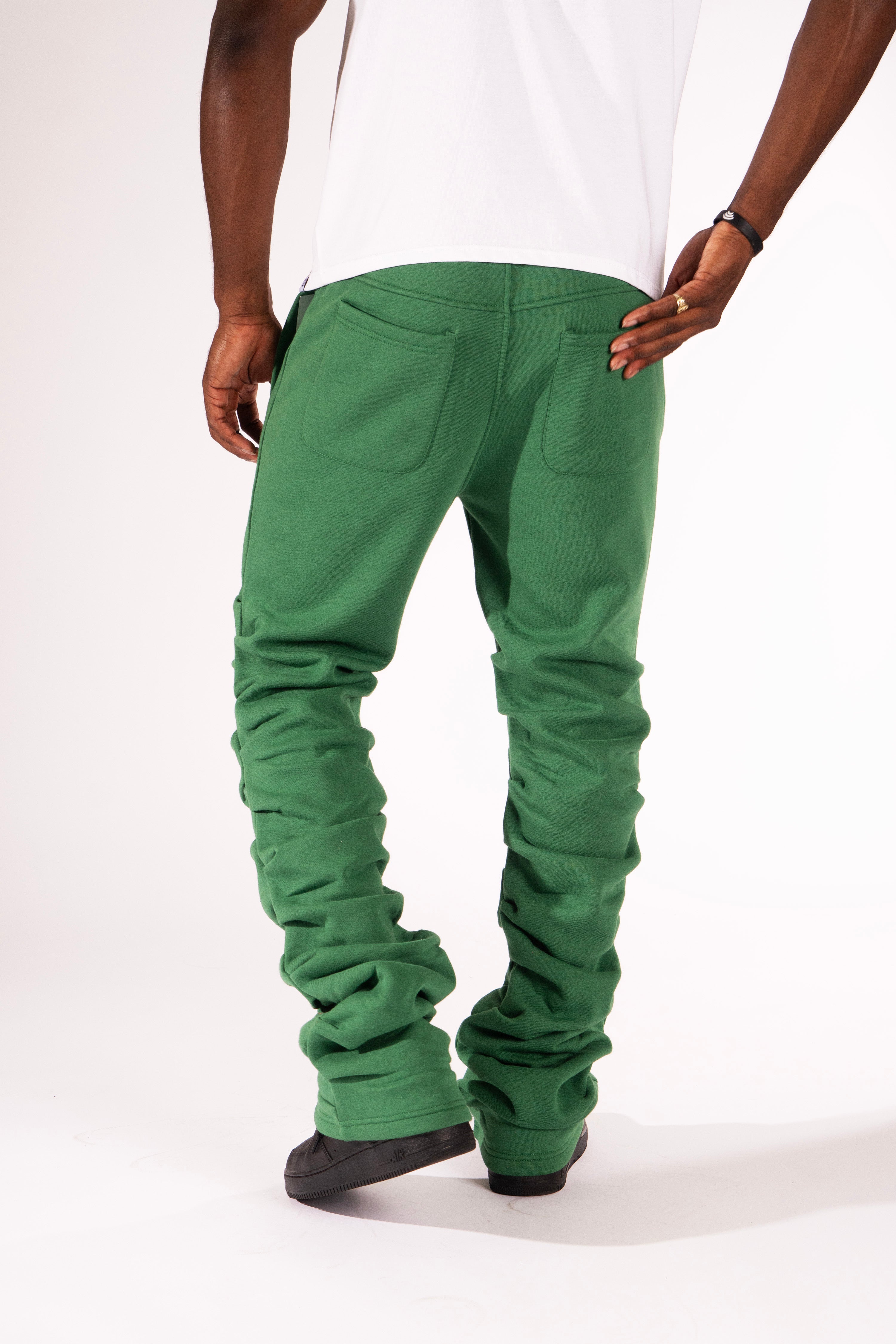 Makobi F6220 Malik Stacked Sweatpants in Green, view 4