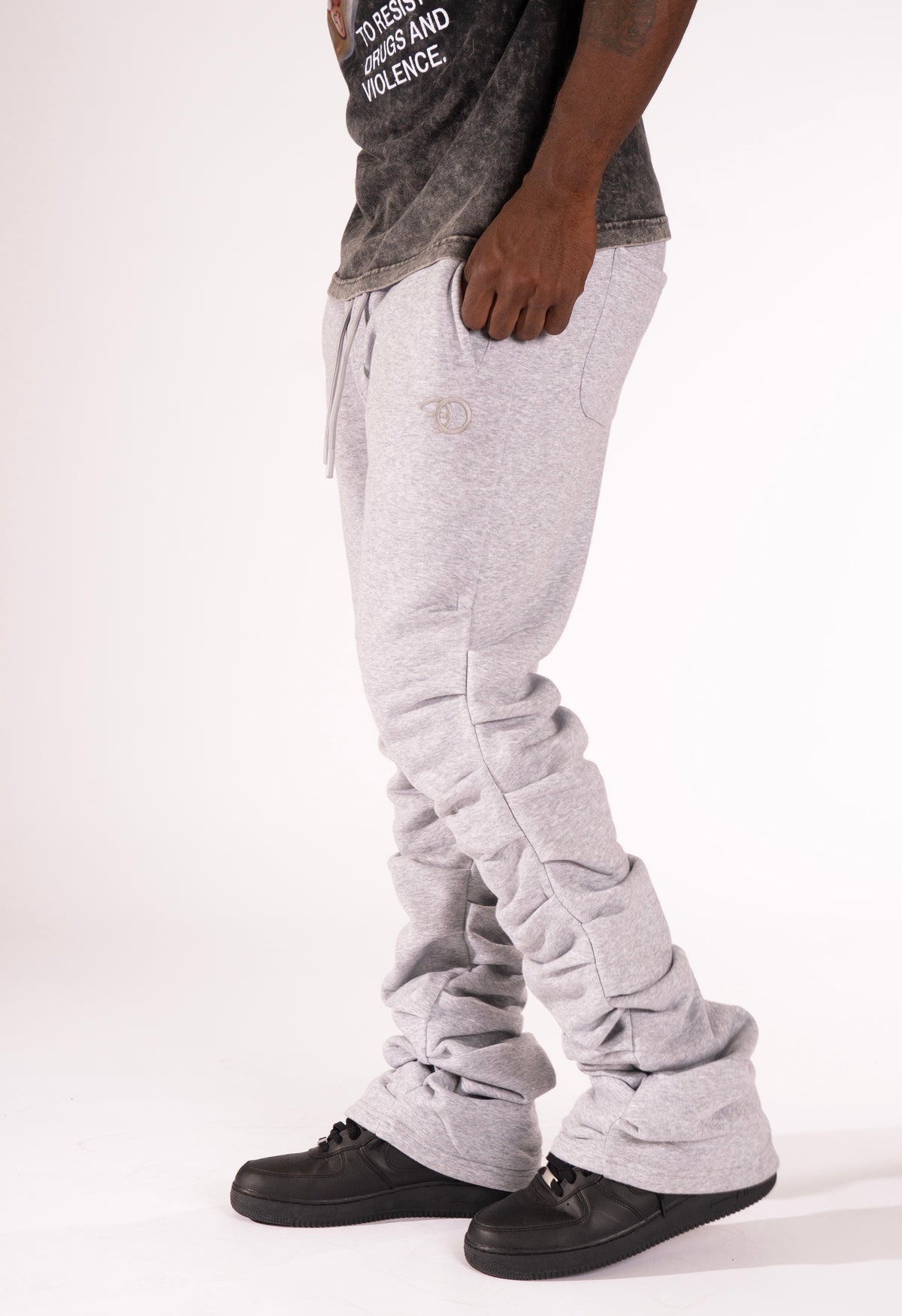 Makobi F6220 Malik Stacked Sweatpants in Gray, view 4