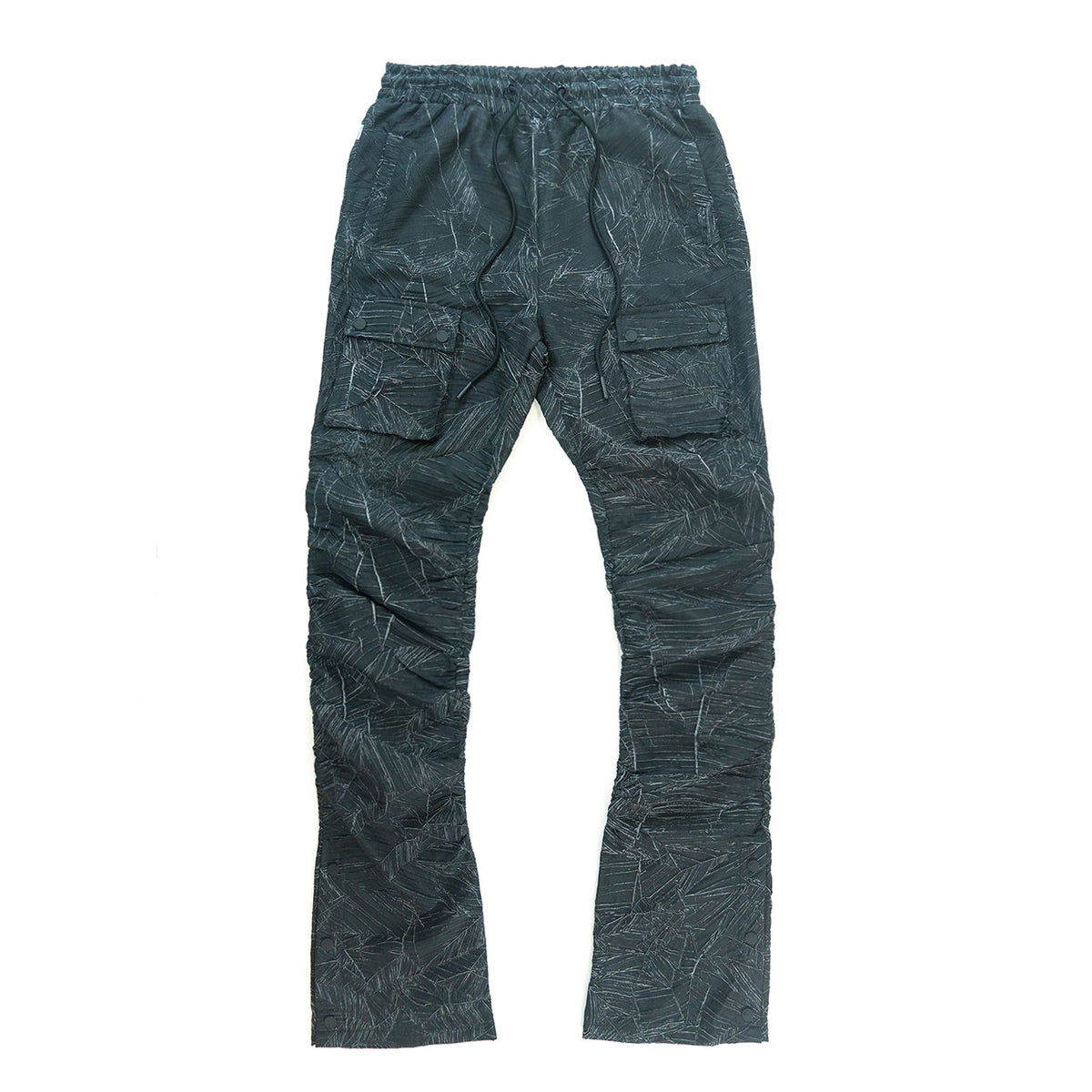 Makobi F6464 Monico Nylon Stacked Pants in Black