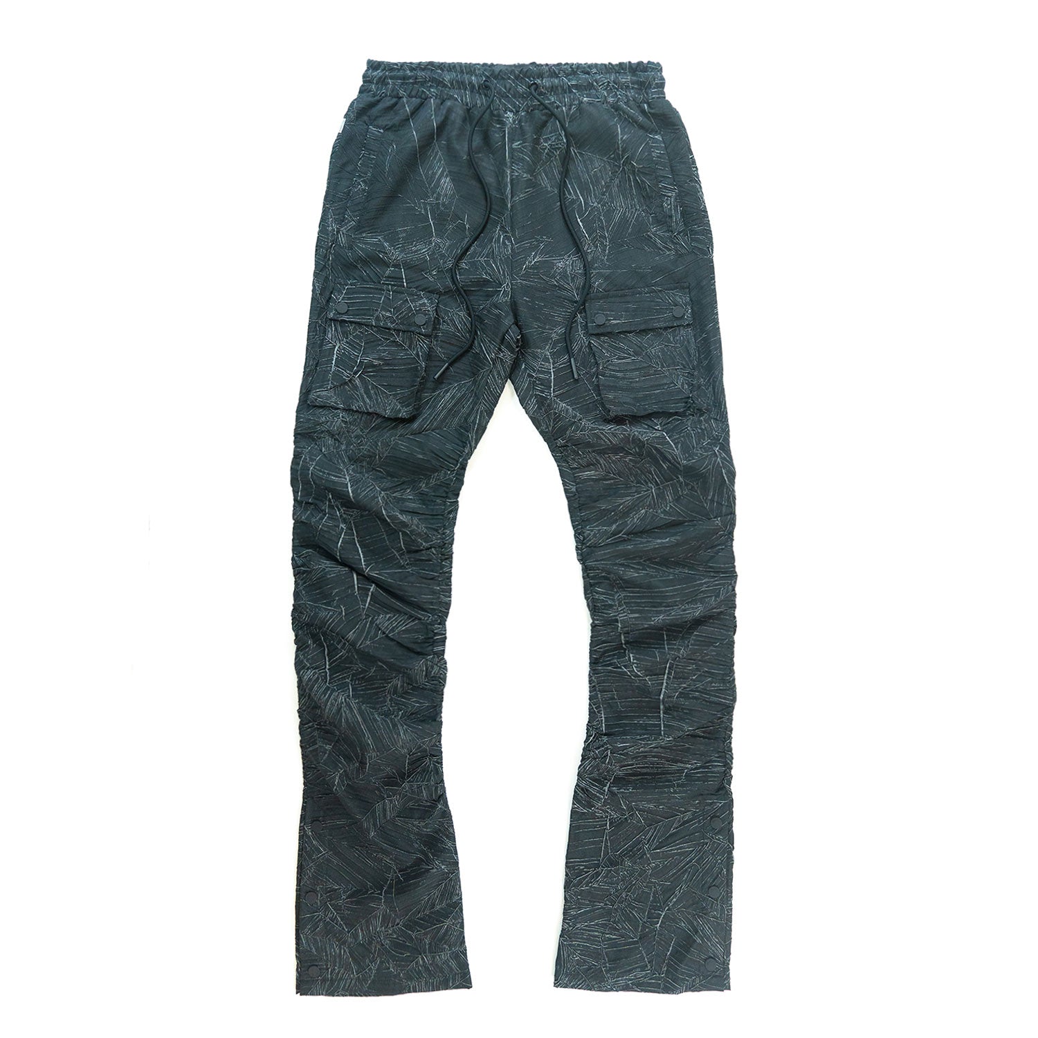 Makobi F6464 Monico Nylon Stacked Pants in Black