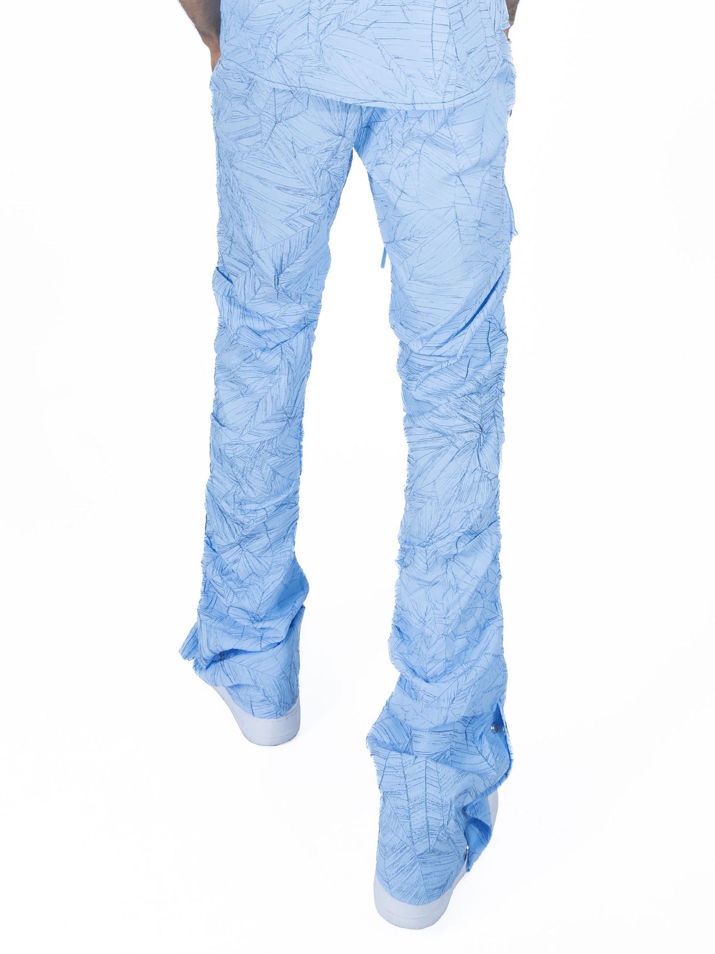 F6464 Monico Nylon Stacked Pants - Blue