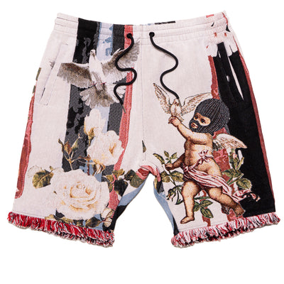 F665 Angel Tapestry Shorts - White