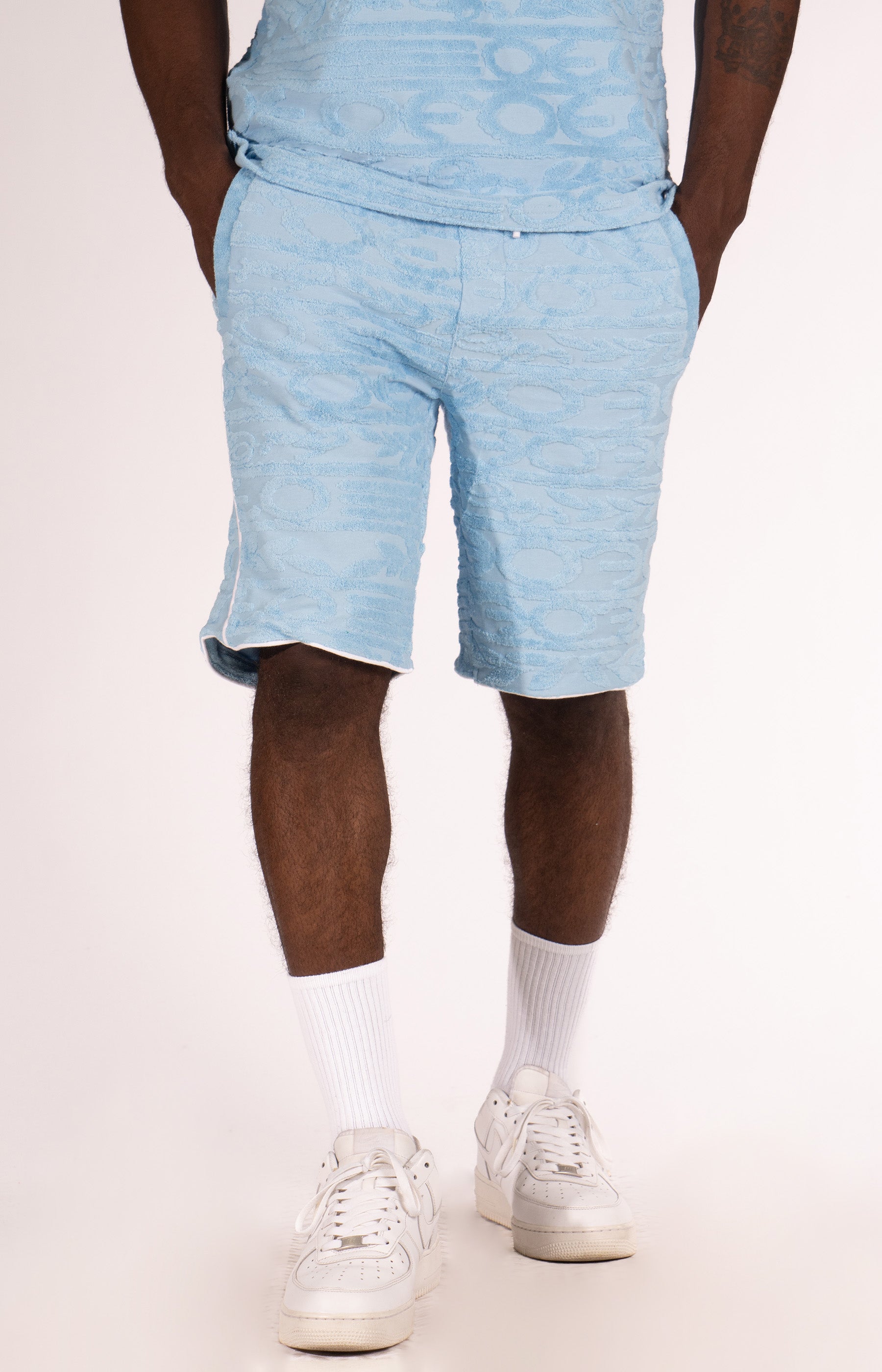 F678 Baroque Terry Shorts- Blue