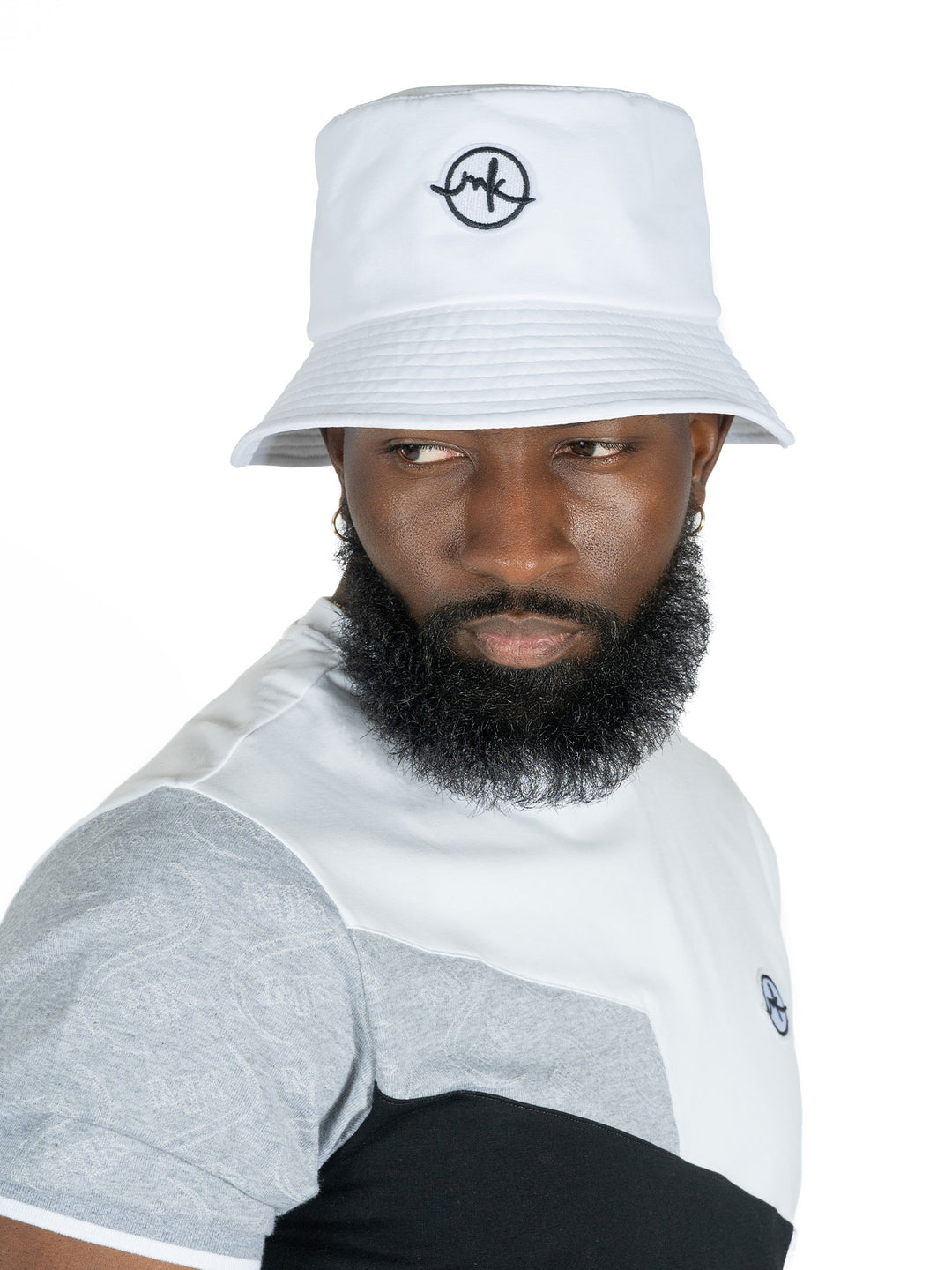 M033 Colton Nylon Bucket Hat - White