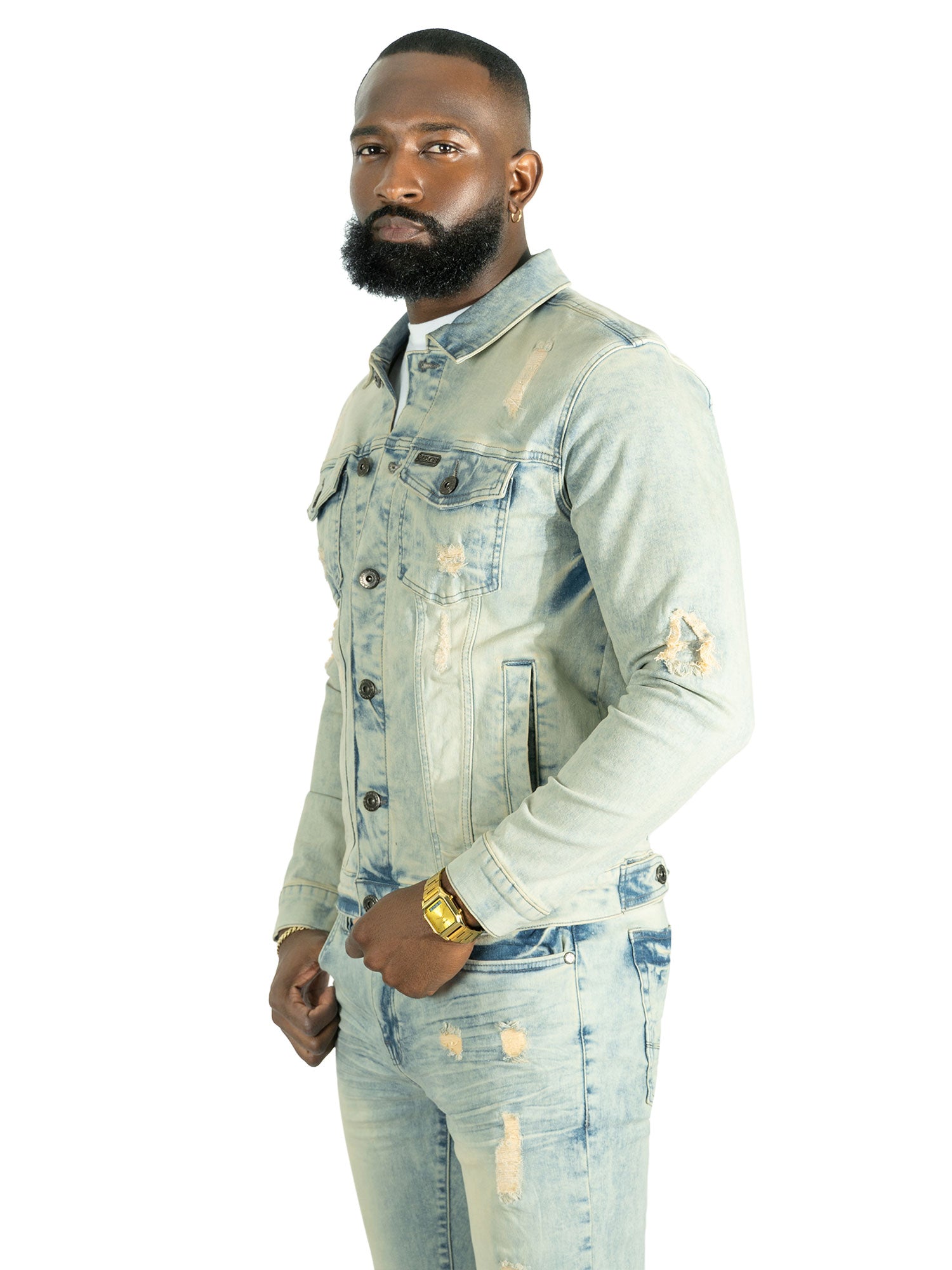 M1026 - Makobi mojuto Denimu jaketi - Burgundy