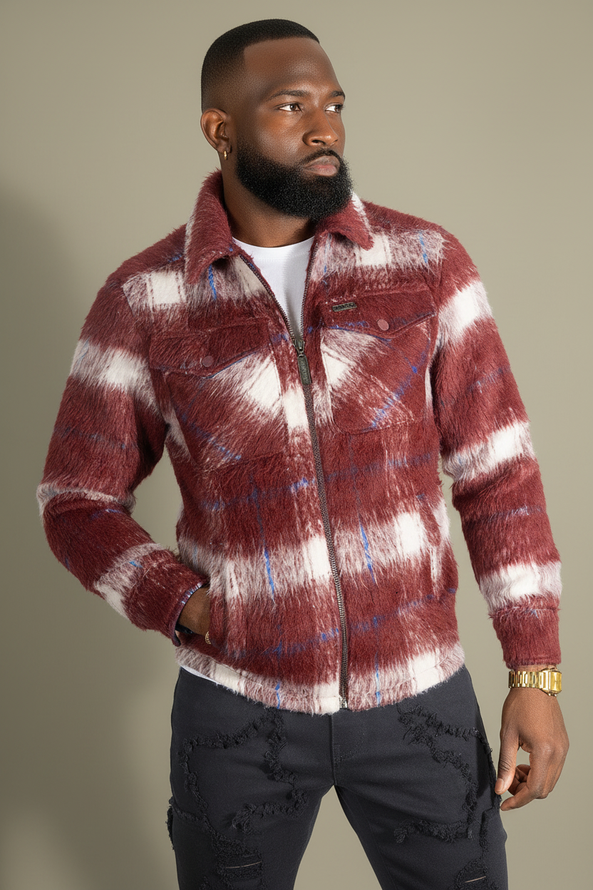 M1058 Gabana 26 Wool Shacket - Burgundy