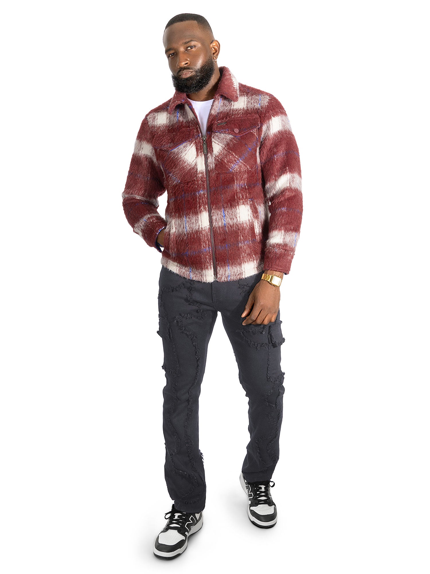 M1058 Gabana 26 Wool Shacket - Burgundy