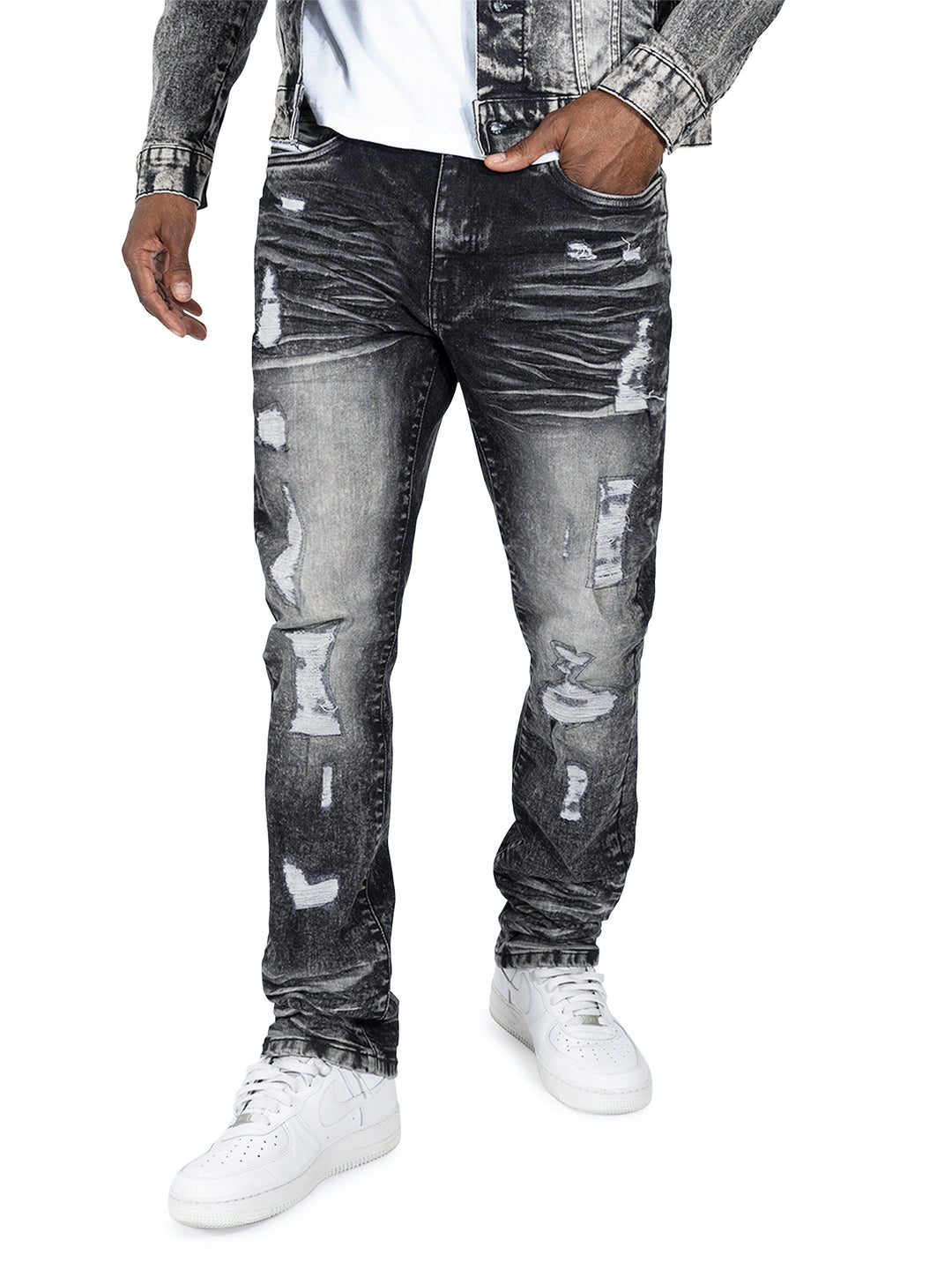 M1926 - Makobi Core Jenim Biker Jeans - بورگوندی