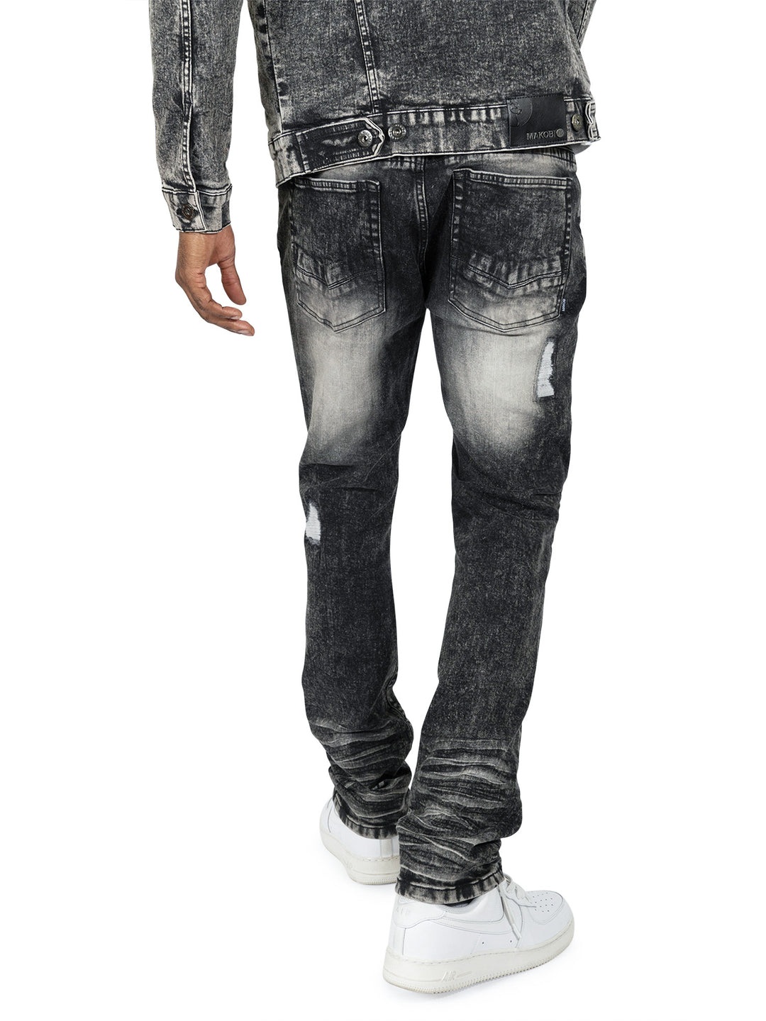 M1926 - Makobi Core Jenim Biker Jeans - بورگوندی