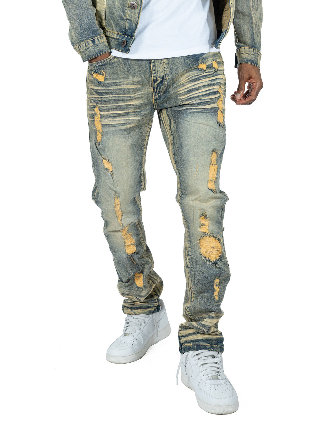M1926 - Makobi Core Jenim Biker Jeans - بورگوندی