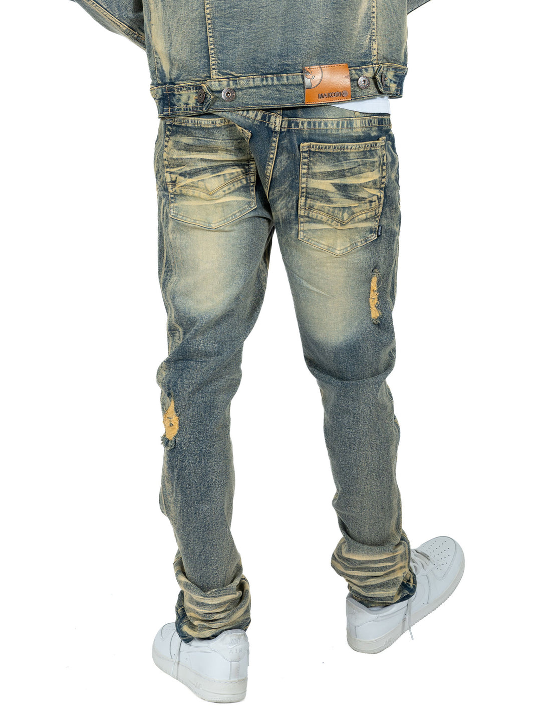 M1926 - Makobi Core Jenim Biker Jeans - بورگوندی