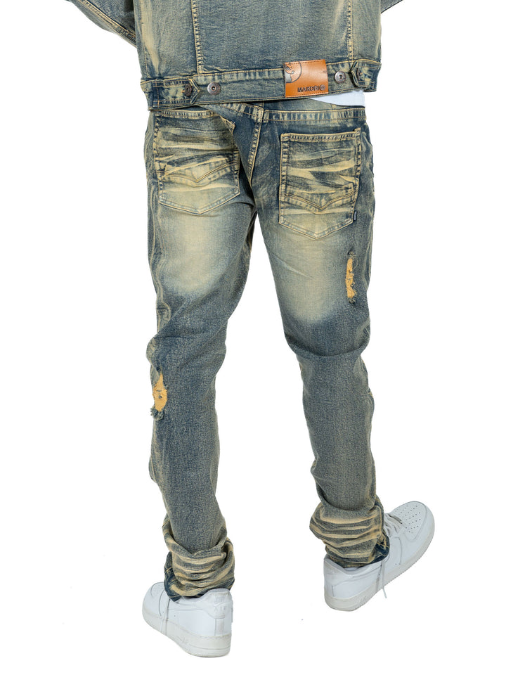 M1926 - Makobi Core Jenim Biker Jeans - بورگوندی