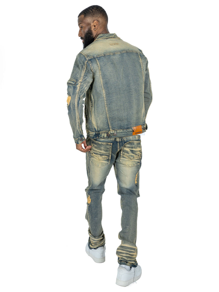 M1926 - Makobi Core Jenim Biker Jeans - بورگوندی