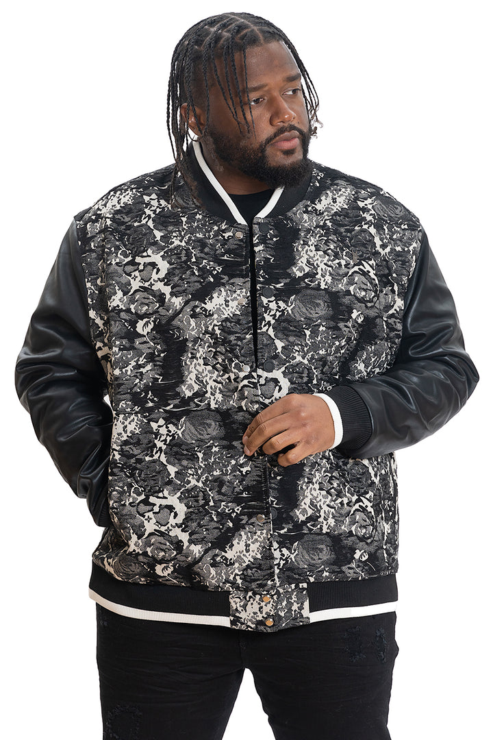 Makobi M1096 Veroma Tapestry Varsity Jacket in Black, view 2