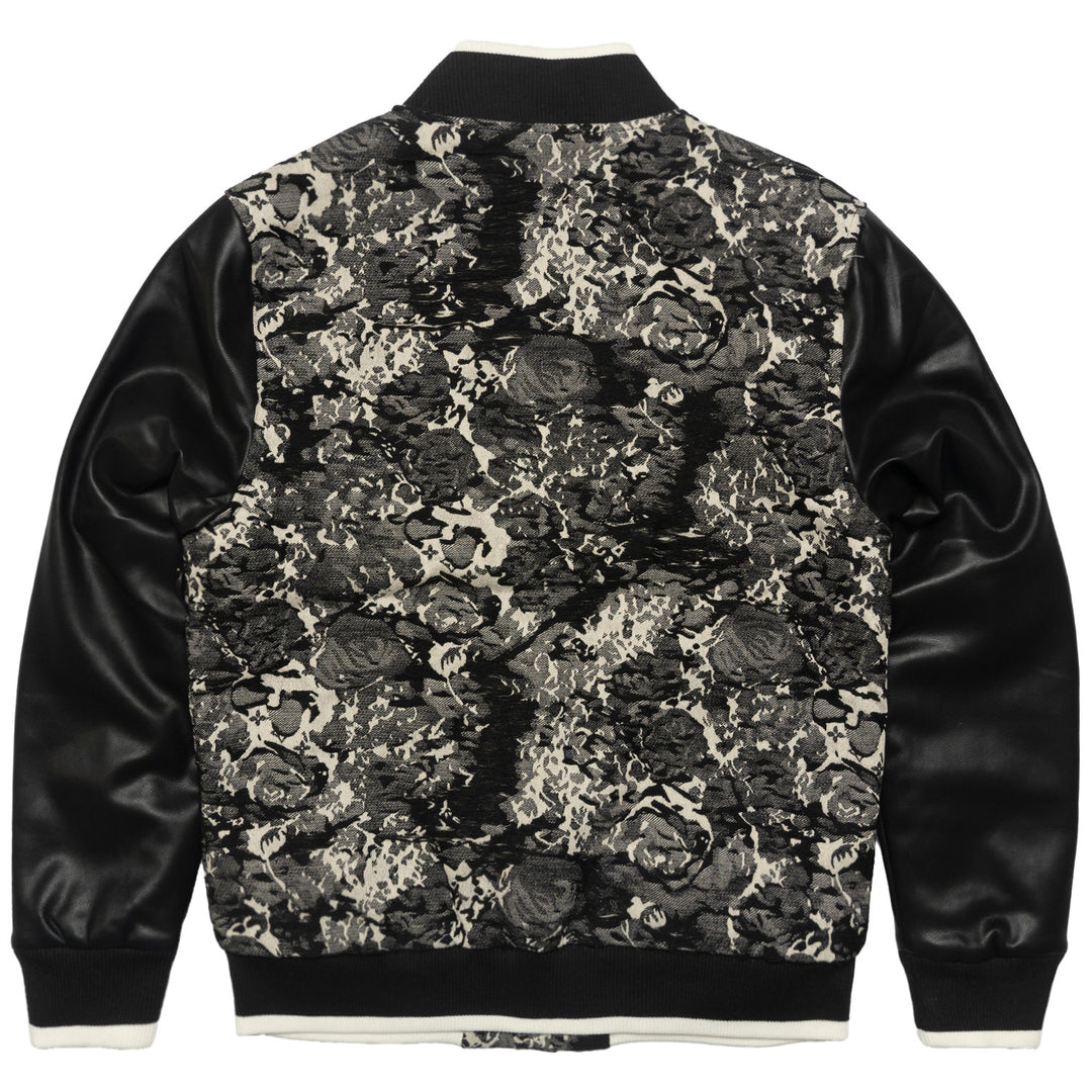 M1096 Veroma Tapestry Varsity Jacket - Black