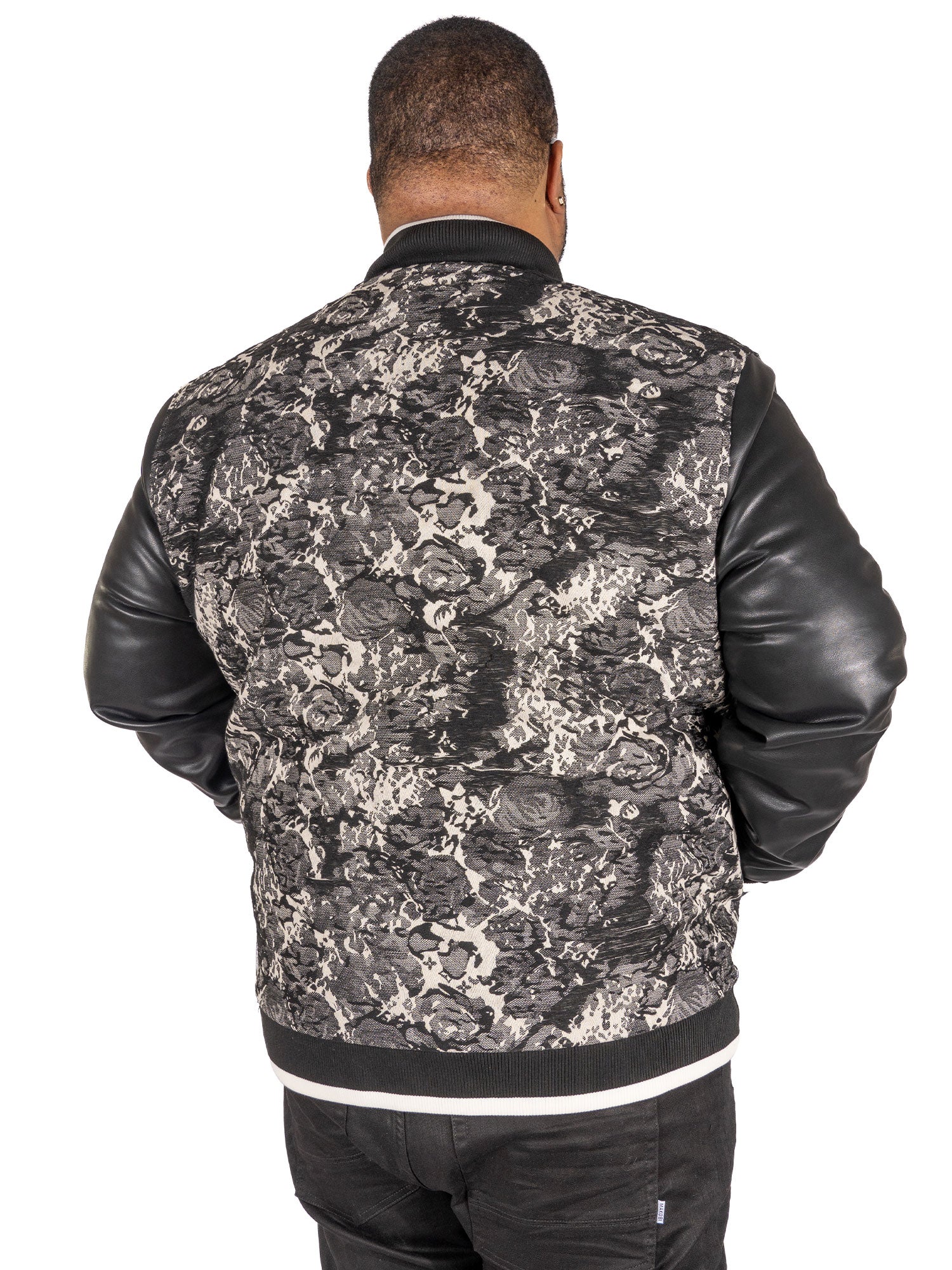 M1096 Veroma Tapestry Varsity Jacket - Black