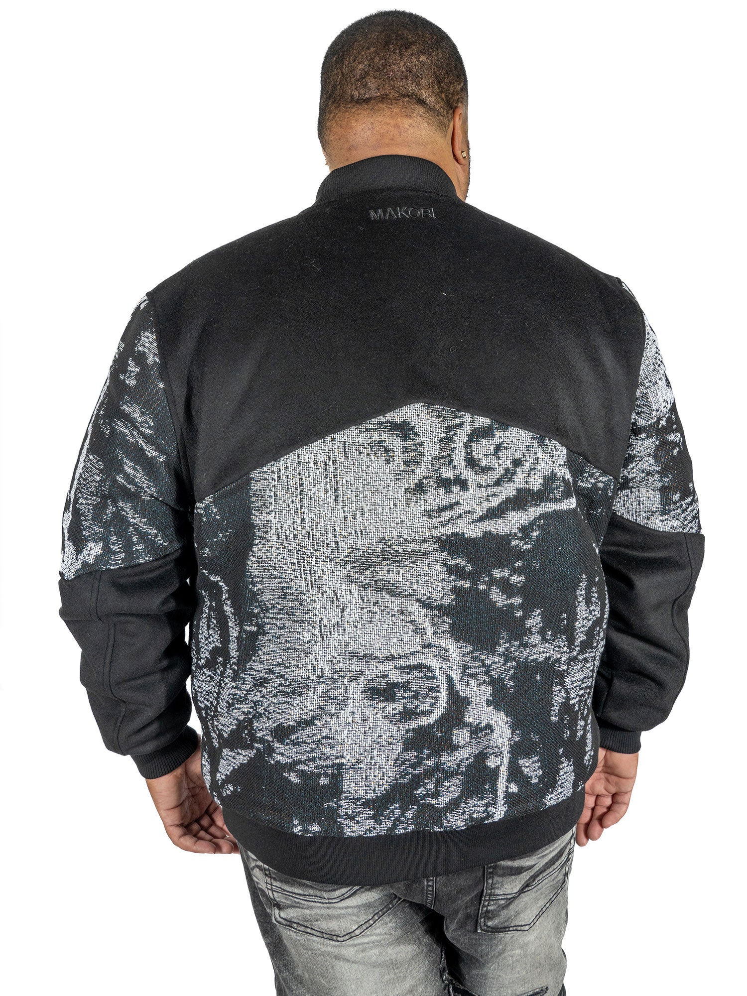 M1099 Bagnoli Tapestry Varsity Jacket - Black