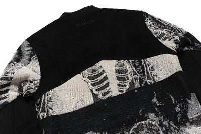 M1099 Bagnoli Tapestry Varsity Jacket - Black