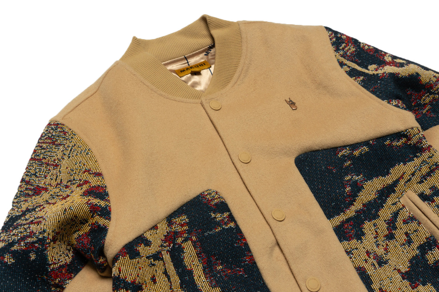 M1099 Bagnoli Tapestry Varsity Jacket - Khaki