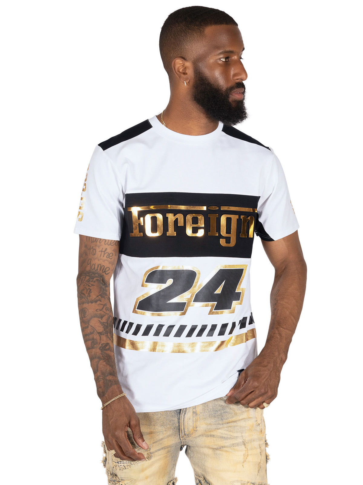 Makobi M133 Makobi Foreign Tee in White Black, view 2