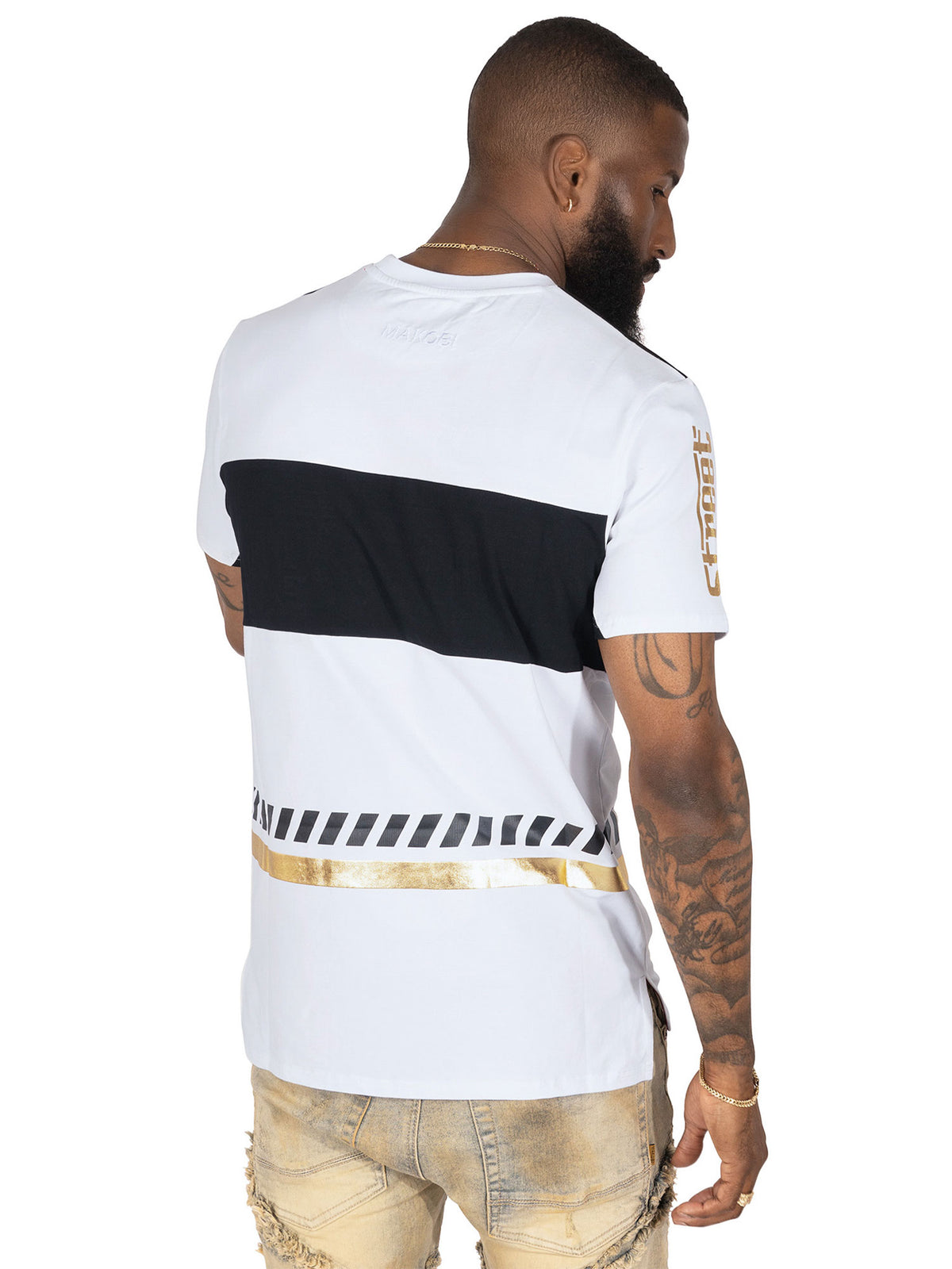 Makobi M133 Makobi Foreign Tee in White Black, view 4
