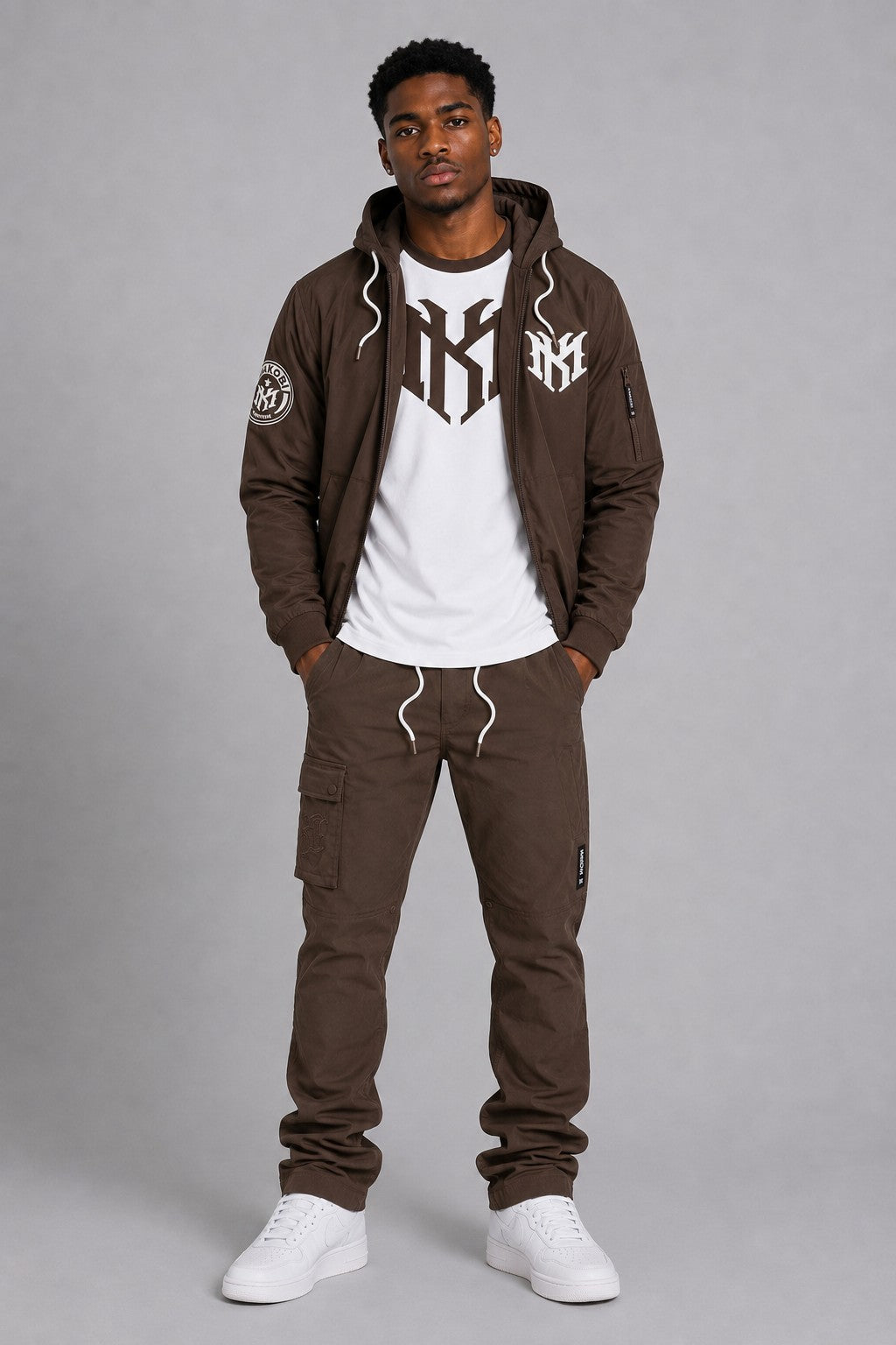 M4634 Adorni Zip Up Hoodie - Dark Brown