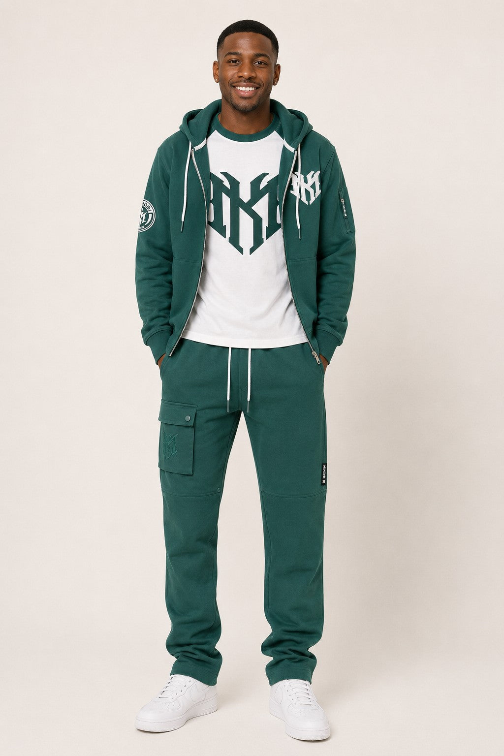 M4634 Adorni Zip Up Hoodie - Hunter Green