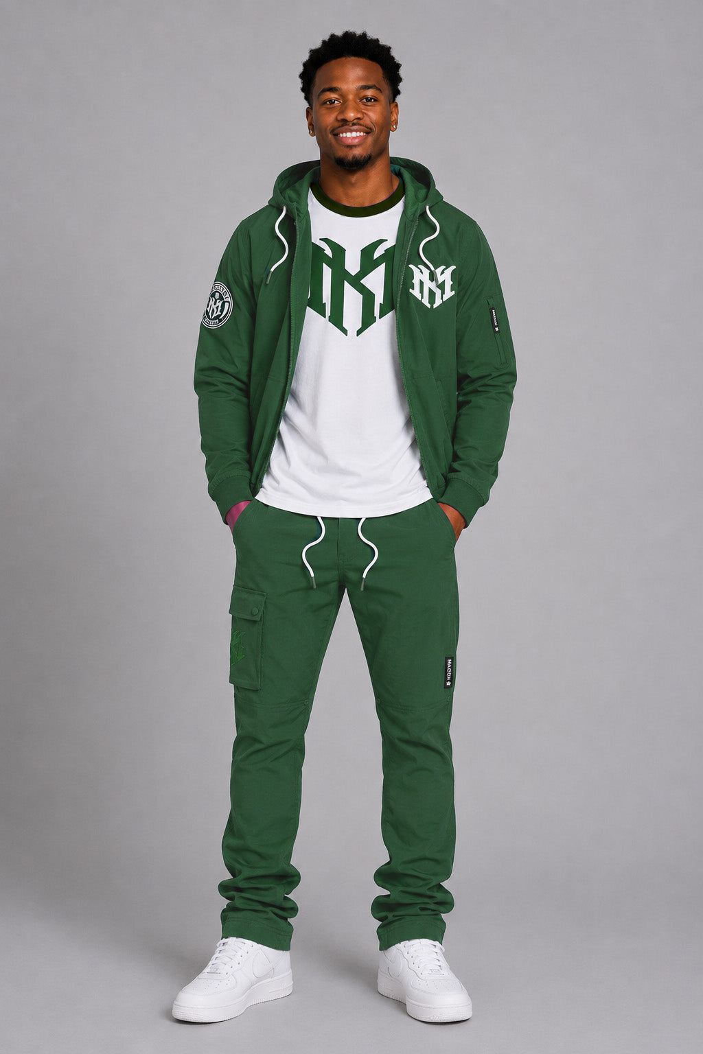 M1634 Adorni Stacked Nylon Pants - Hunter Green