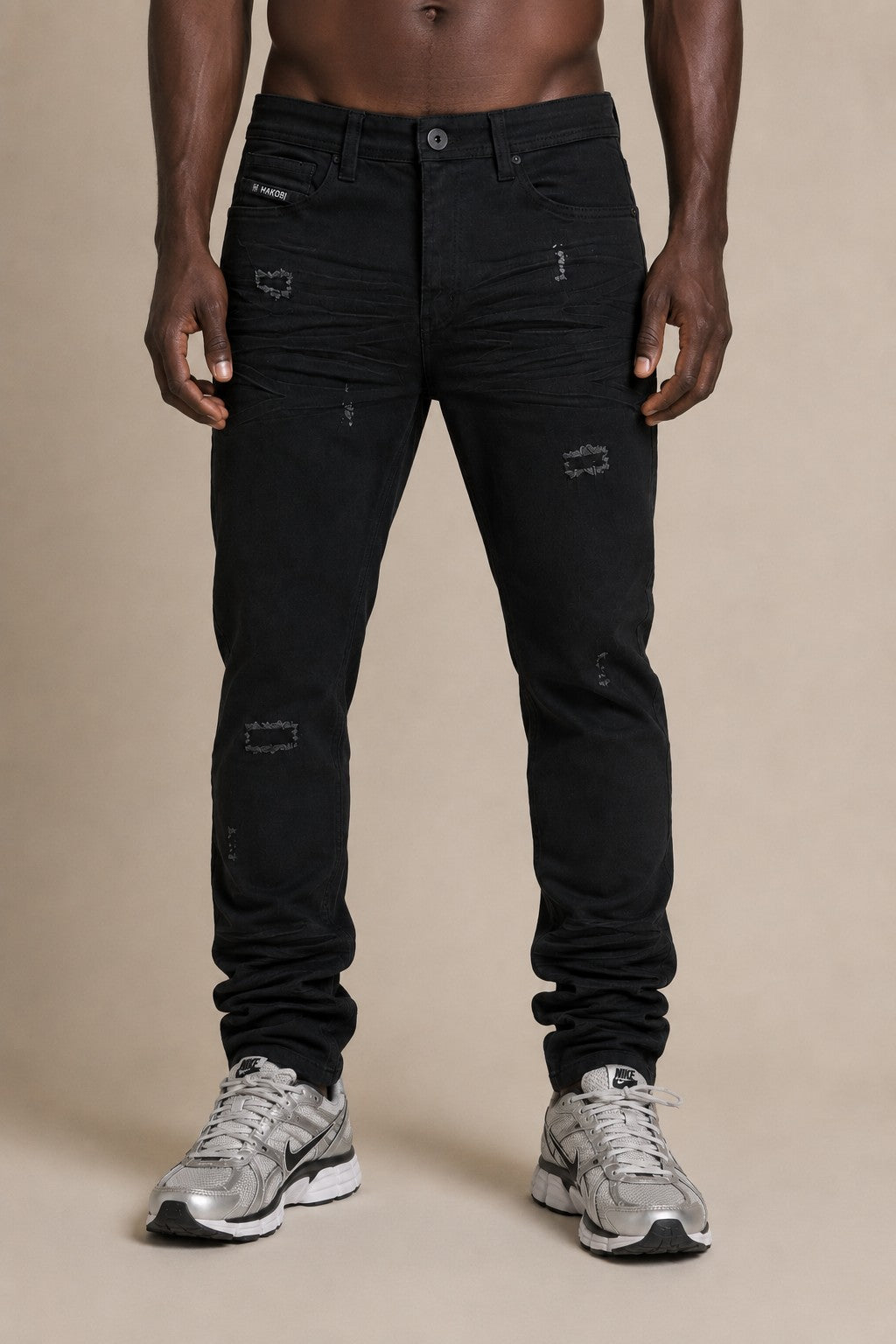 M1926 - Makobi Core Jenim Biker Jeans - بورگوندی