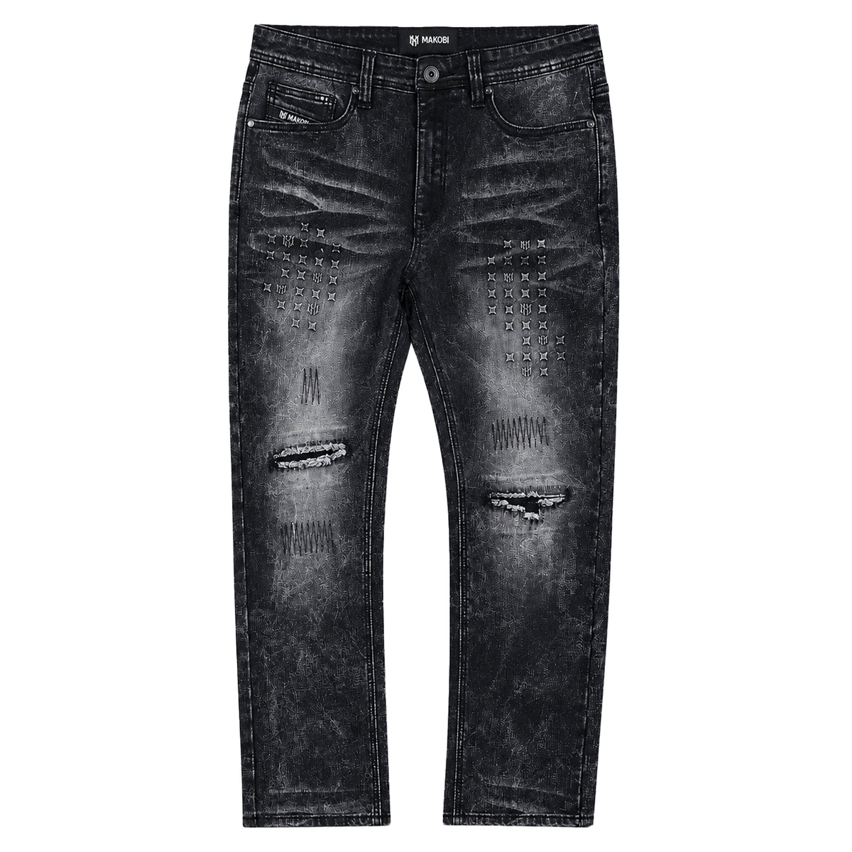 M1926 - Makobi Core Jenim Biker Jeans - بورگوندی
