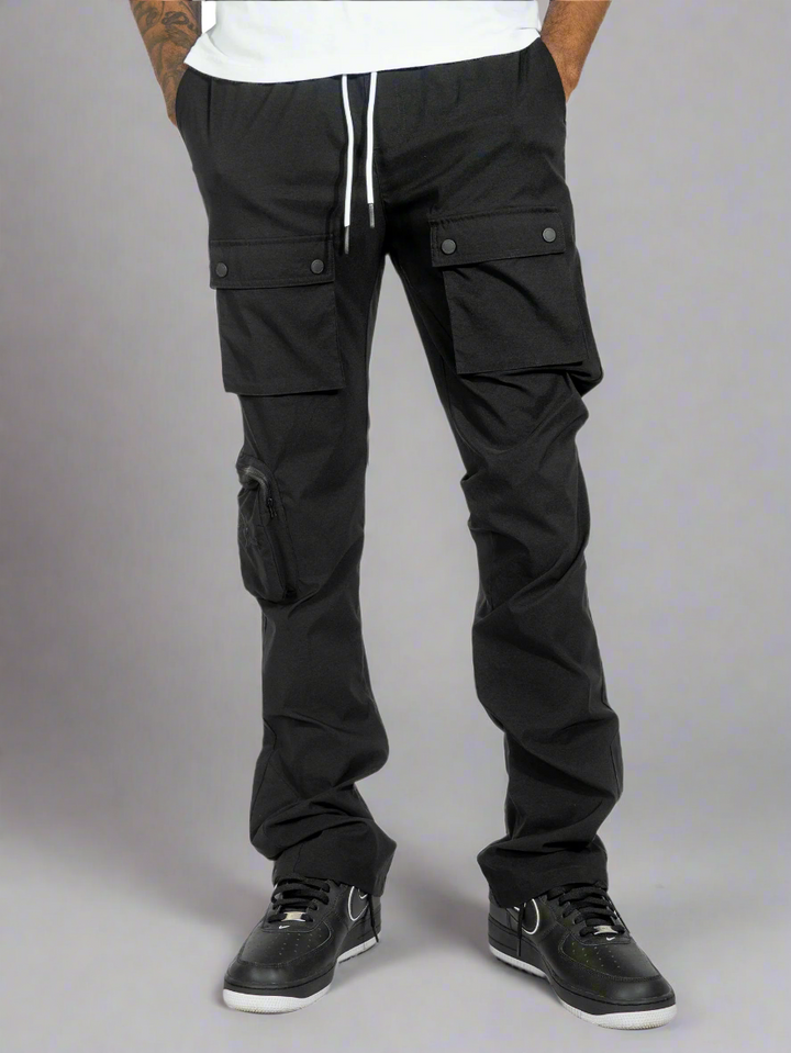 M1625 Sartoni Nylon Stacked Pants - Black – Makobi Jeans USA