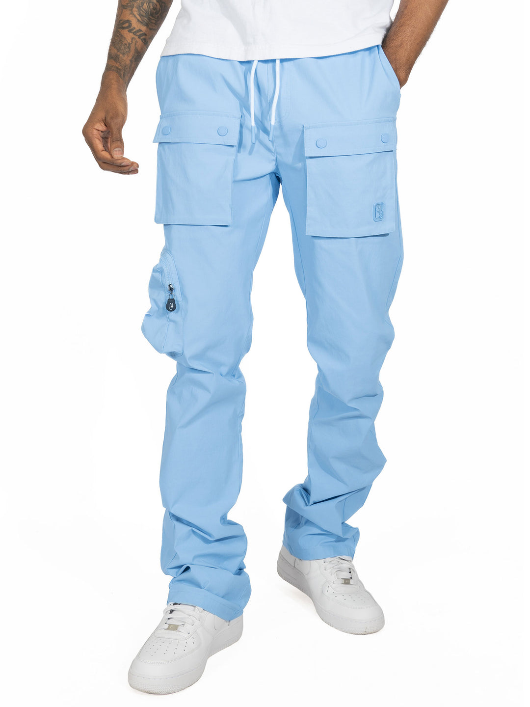 M1625 Sartoni Nylon Stacked Pants - Blue