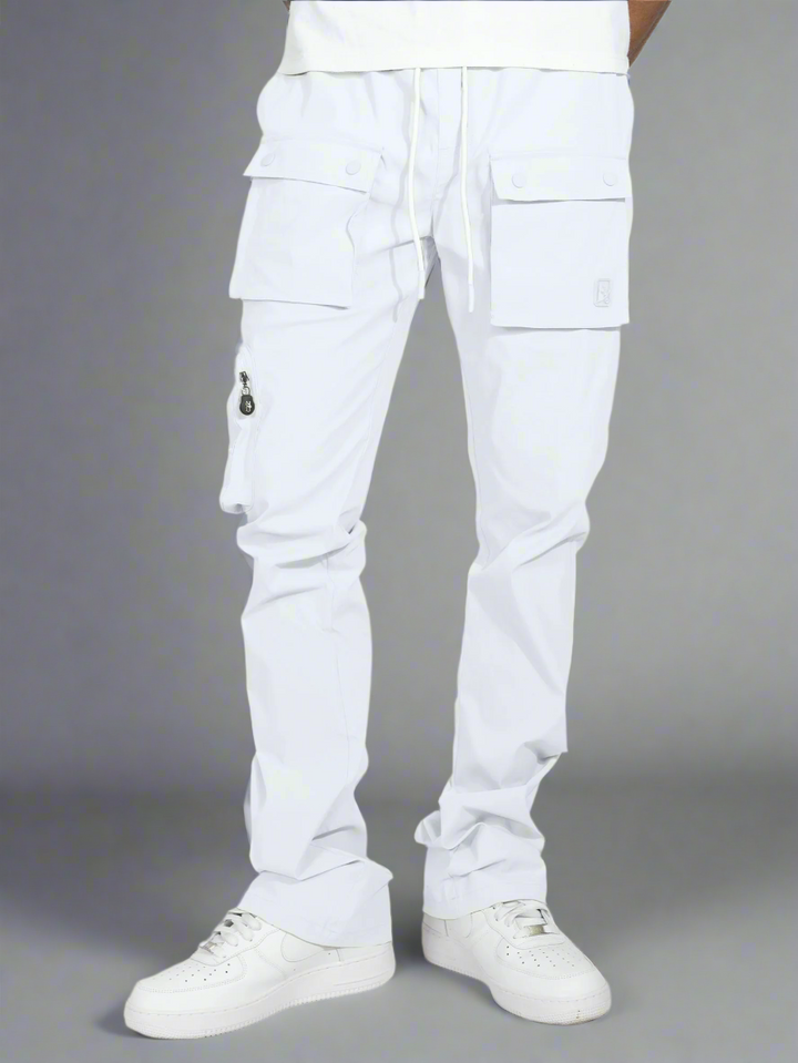 M1625 Sartoni Nylon Stacked Pants - White