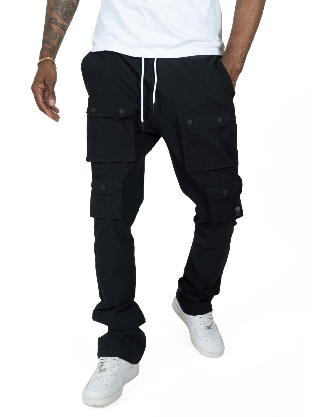 M1633 Colton 34" Stack Nylon/Spandex  Sweat Pants - Black