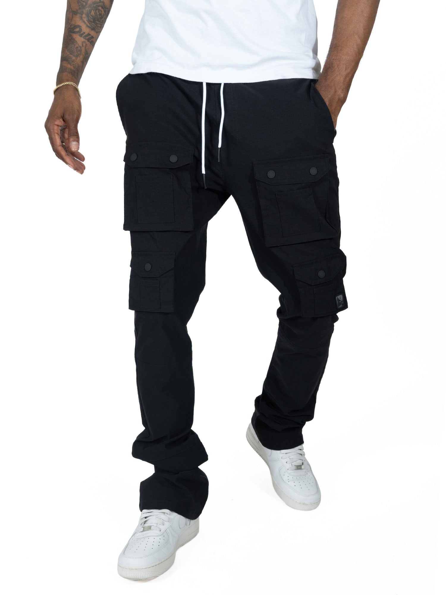 M1633 Colton 34" Stack Nylon/Spandex  Sweat Pants - Black