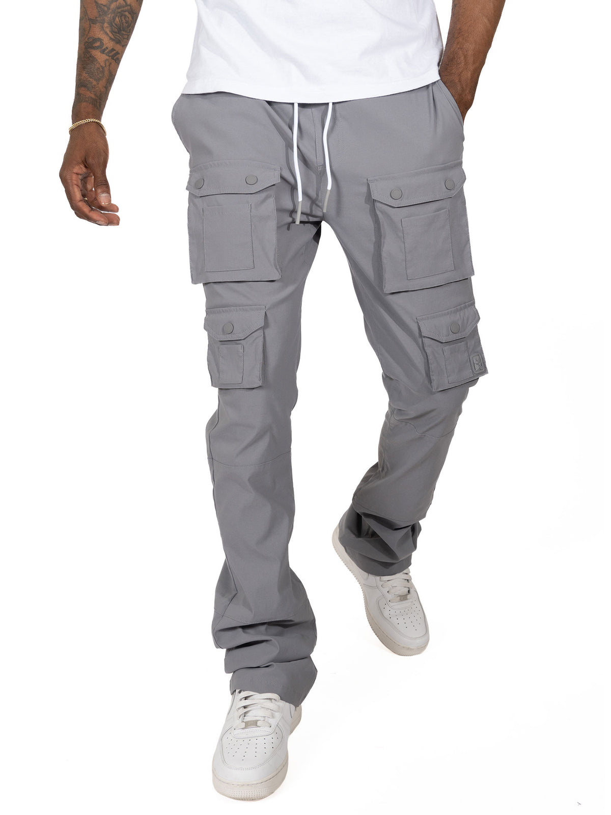 Makobi M1633 Colton 34" Stack Nylon/Spandex Sweat Pants in Dark Gray, view 2