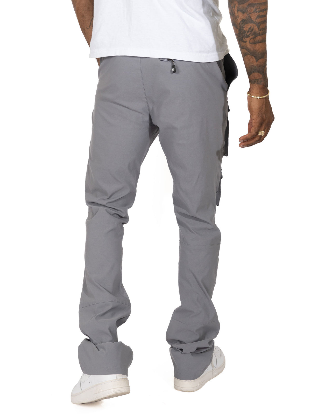 Makobi M1633 Colton 34" Stack Nylon/Spandex Sweat Pants in Dark Gray, view 4