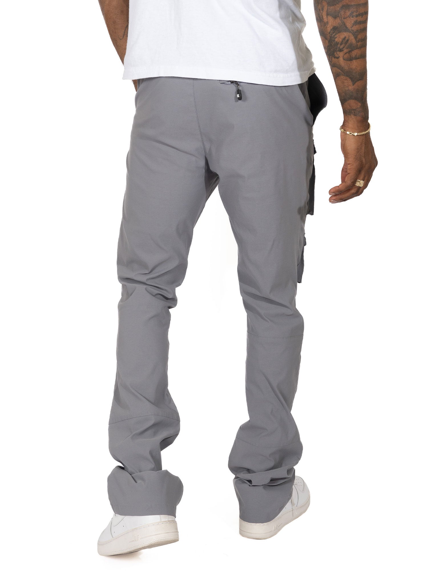 Makobi M1633 Colton 34" Stack Nylon/Spandex Sweat Pants in Dark Gray, view 4
