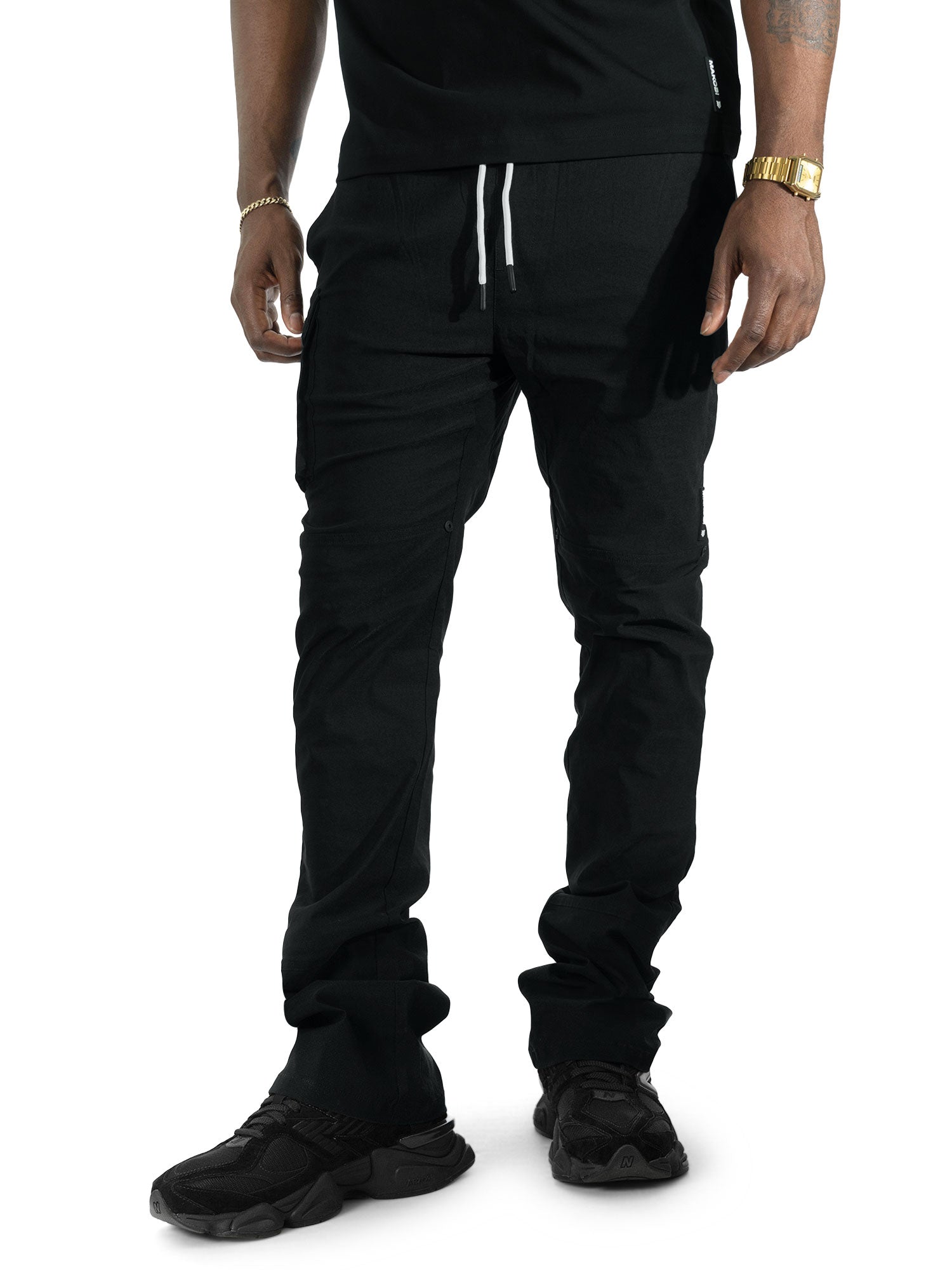 Nylon Pants | M1634 Adorni Stacked - Black