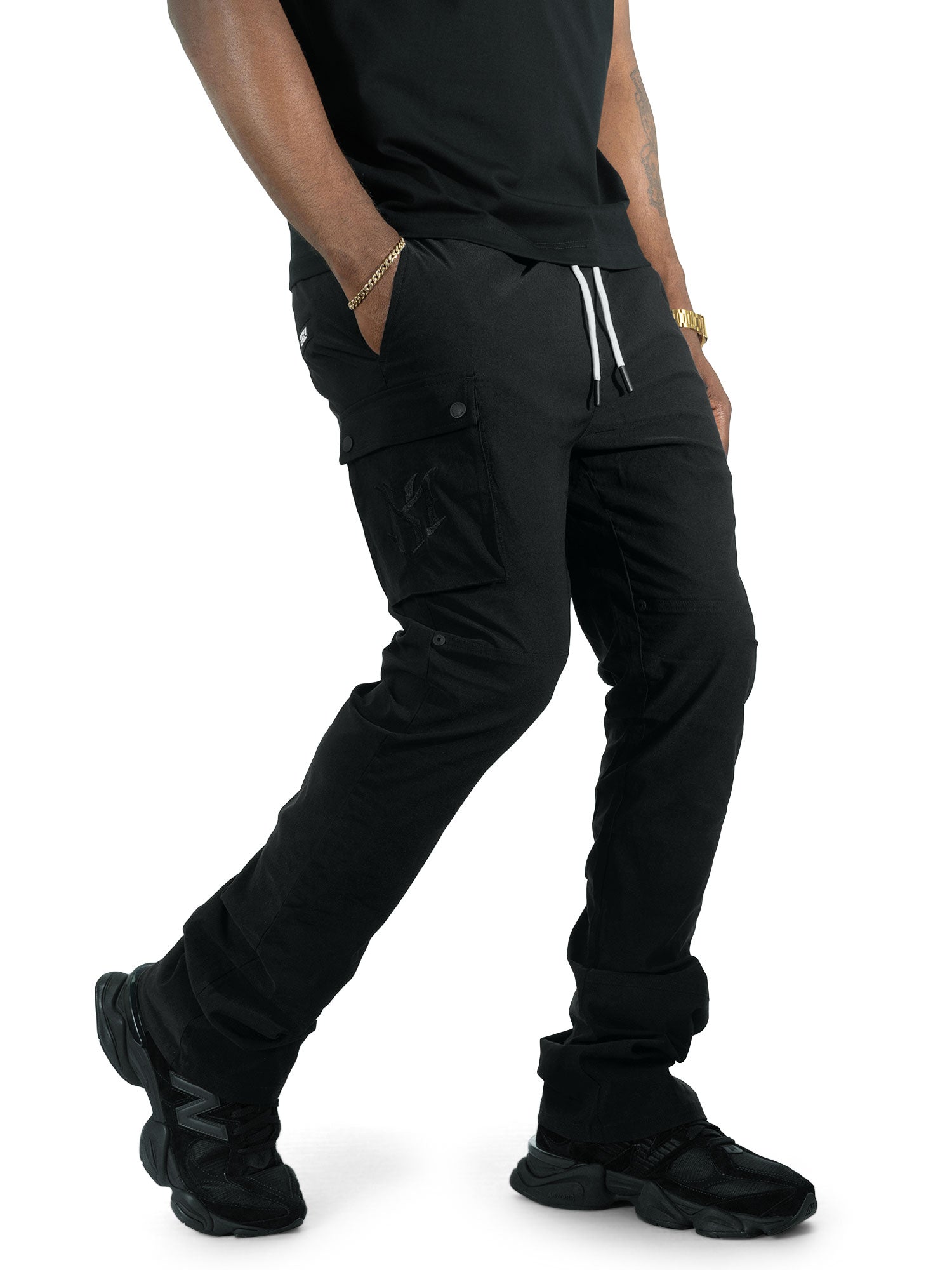 Nylon Pants | M1634 Adorni Stacked - Black