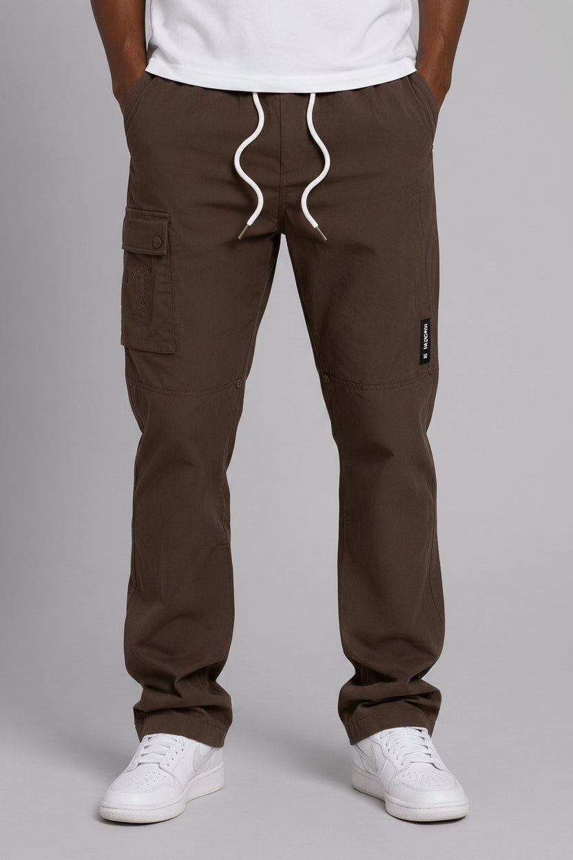 M1634 Adorni Stacked Nylon Pants - Dark Brown
