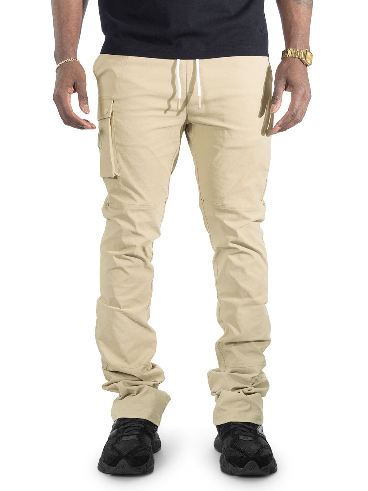 M1634 Adorni Stacked Nylon Pants - Khaki