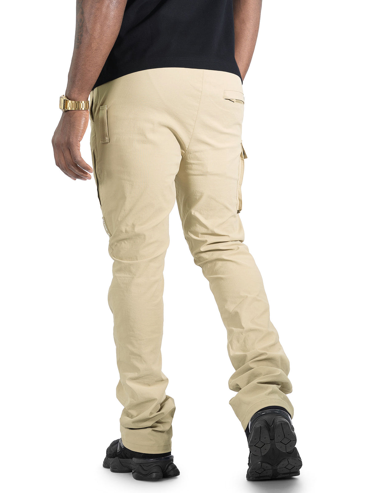M1634 Adorni Stacked Nylon Pants - Khaki