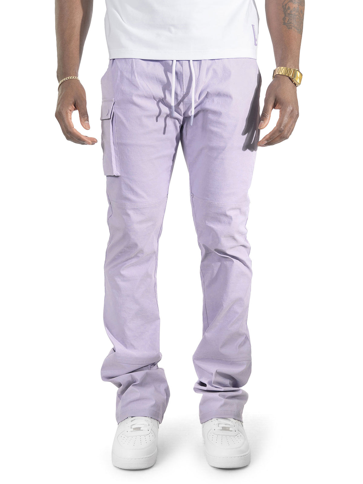 M1634 Adorni Stacked Nylon Pants - Lavender