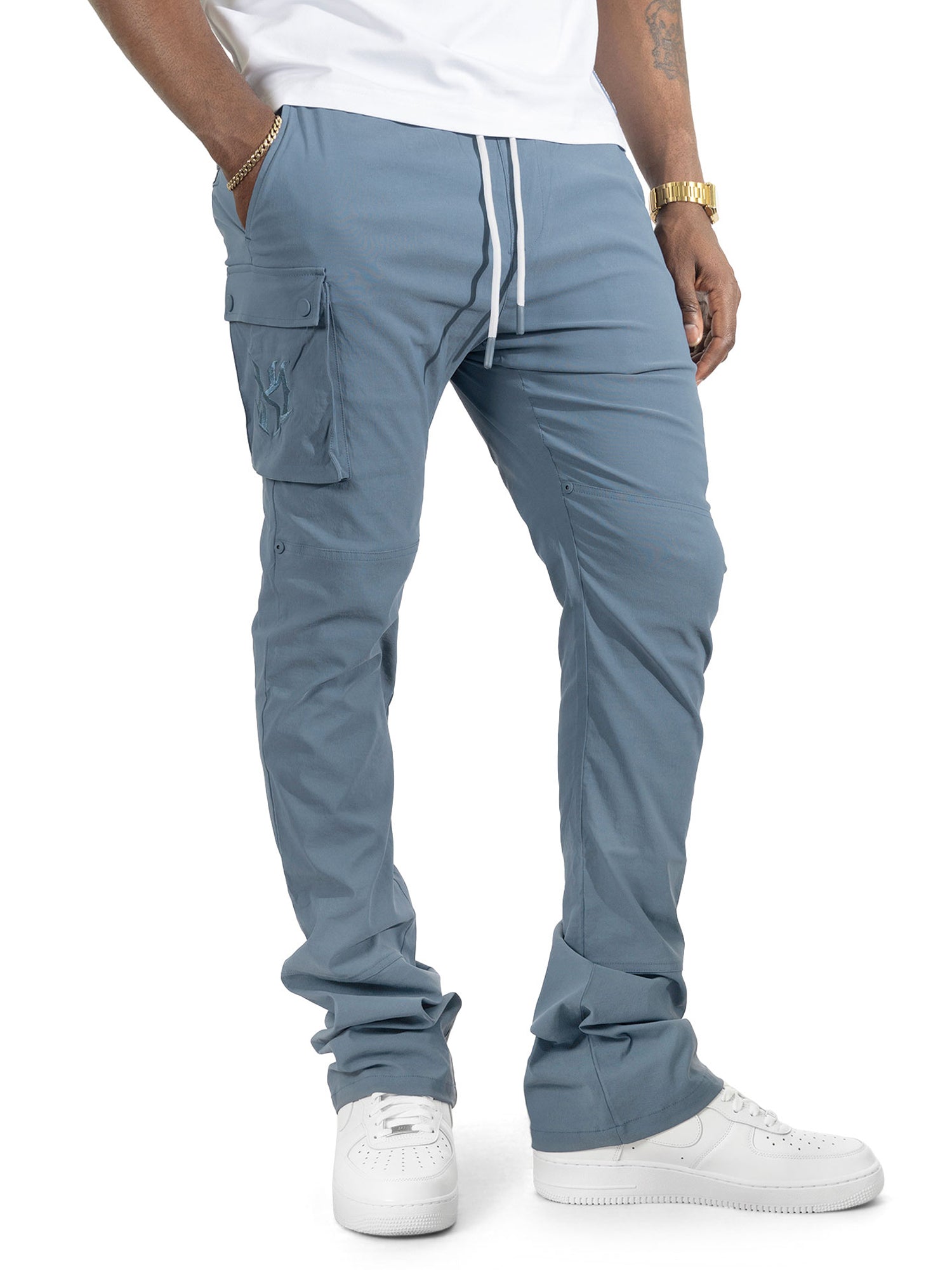 Nylon Pants | M1634 Adorni Stacked - Midnight Blue