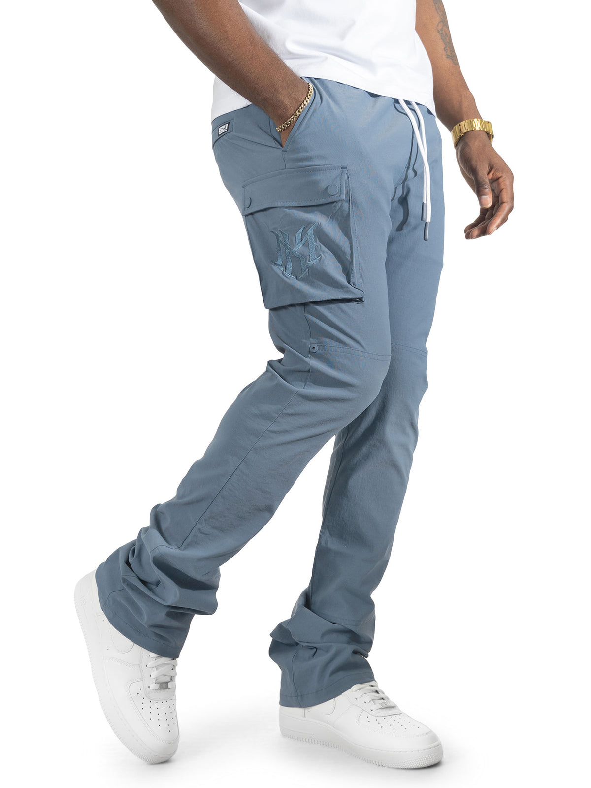 M1634 Adorni Stacked Nylon Pants - Midnight Blue