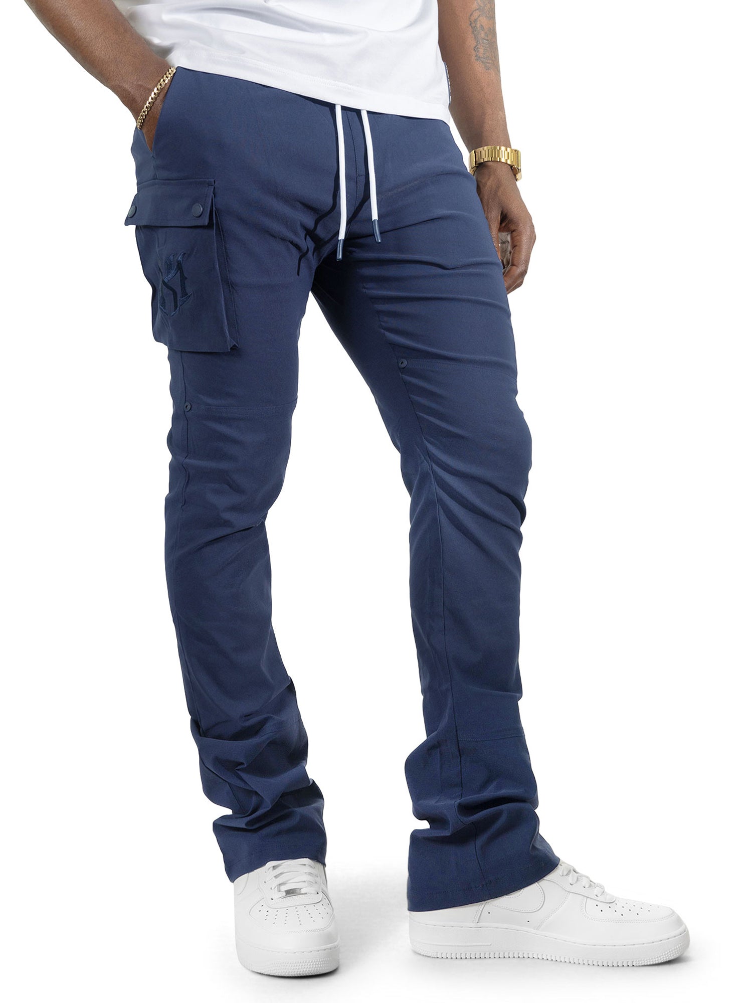 Nylon Pants | M1634 Adorni Stacked - Navy