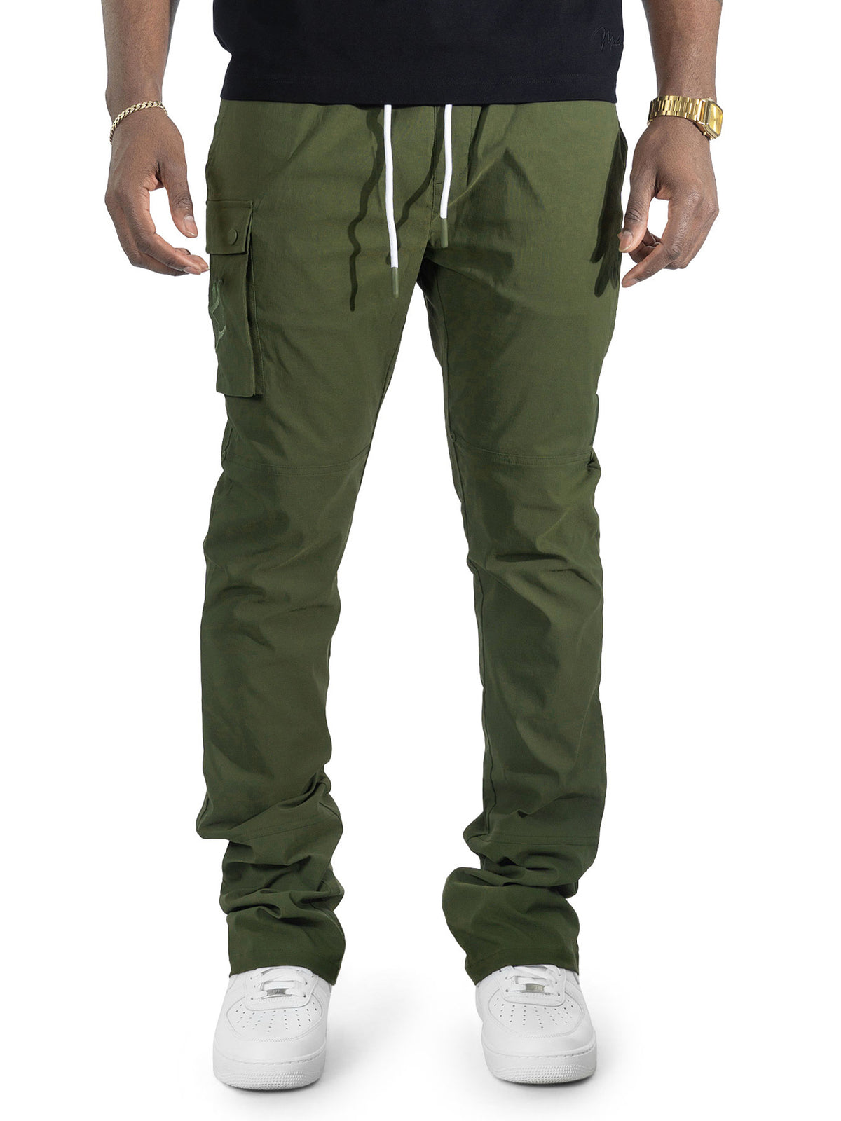 M1634 Adorni Stacked Nylon Pants - Olive