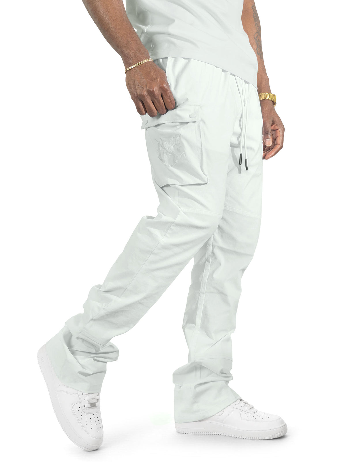 M1634 Adorni Stacked Nylon Pants - White